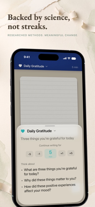 Guided writing protocols: Pennebaker, Gratitude, Ideation and Free Writing.